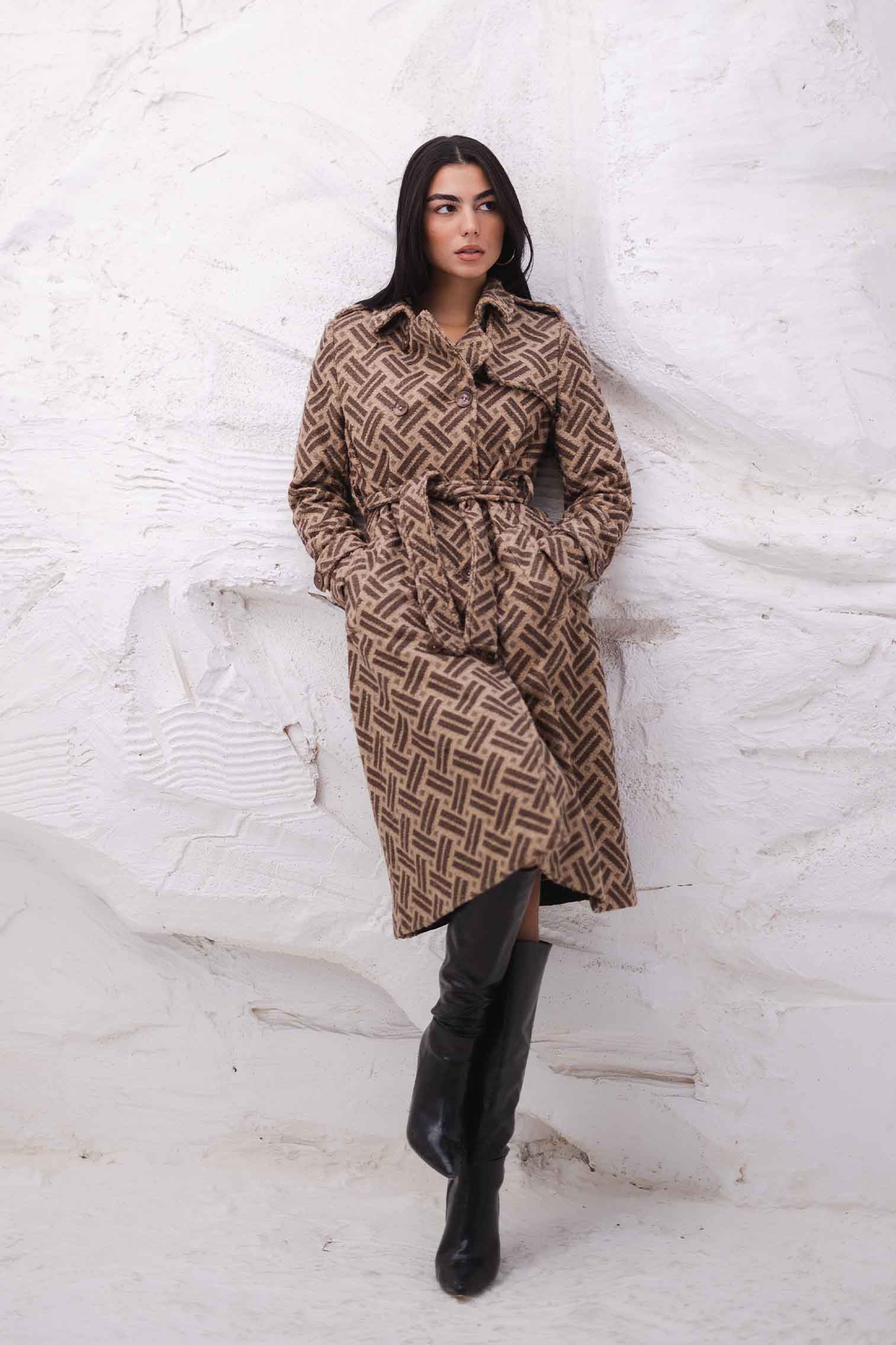 STRIPS WOOLLEN COAT