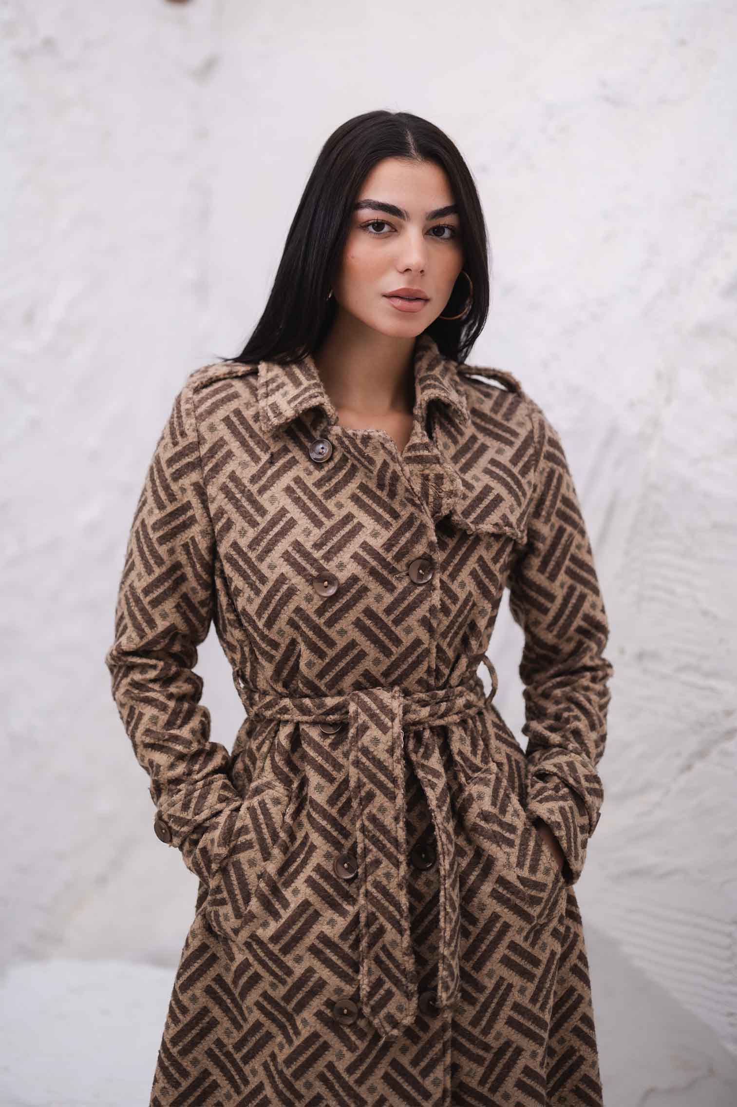 STRIPS WOOLLEN COAT